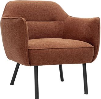 Miliboo Sill&oacute;n De Dise&ntilde;o En Tela Efecto Terciopelo Texturizado Tierra Quemada Y Metal Negro Laurens