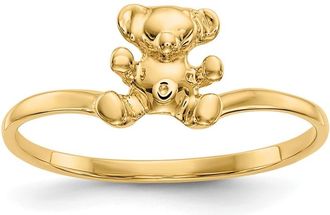 Diamond2Deal 14k Yellow Gold Polished Teddy Bear Ring