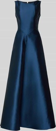 Swing Abendkleid aus Satin mit Rundhalsausschnitt in Marine, Größe 36