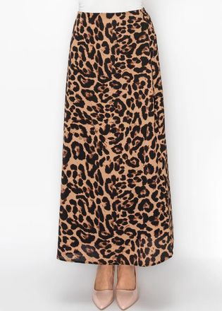 YAL New York Brown Animal Print A Line Skirt