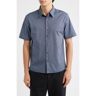 Theory Irving Short Sleeve Stretch Cotton Button-Up Shirt in Ocean Air Multi at Nordstrom, Size Xx-Large
