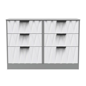 Welcome Furniture Calgary Ready Assembled 6 Drawer Wide Chest in White Matt & Dusk Grey - Welcome Furniture | TJ Hughes
