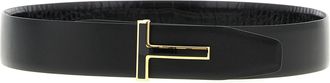 Tom Ford Mens Black Calfskin Regular Belt