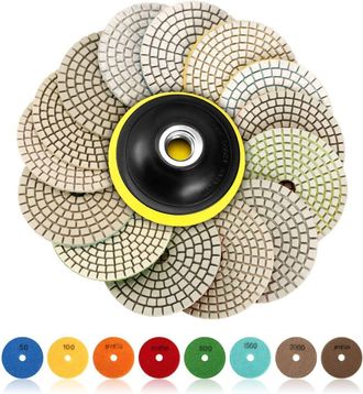 OEM Discos De Pulido De Diamante, 15 Unidades De 100 Mm (4 Pulgadas), Almohadillas De Pulido Para Hormig&oacute;n, Granito Y M&aacute;rmol, Grano 50-6000 Para M&aacute;quinas 