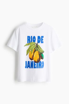 H&M T-Shirt mit Print - Weiss/Rio De Janeiro