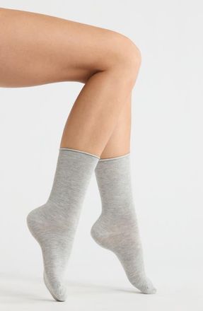 Nordstrom Everyday Rolltop Crew Socks in Grey Heather at Nordstrom, Size 9