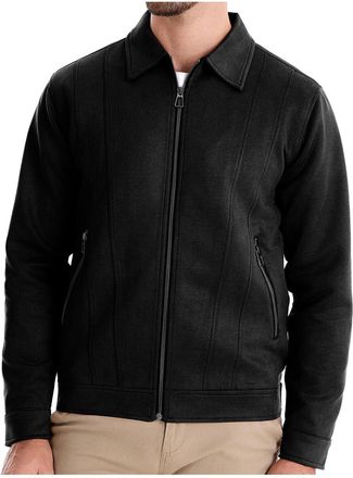 Generic Fashion Suede Jacket for Men Zip Up Long Sleeve Lapel Collar Casual Coats Active Work Outerwear with Zipper Pockets Black