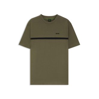 BOSS Cotton T-shirt with logo and stripe