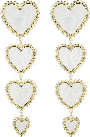 Eyecandy LA Eye Candy La White Heart Linear Drop Earrings