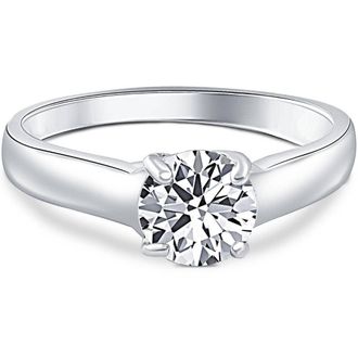 Pompeii3 1 Ct Solitaire Round Cut Diamond Engagement Ring 14k White Gold Lab Grown