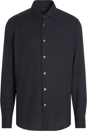 Ermenegildo Zegna check point-collar shirt - men - Cashmere/Cotton - M - Black