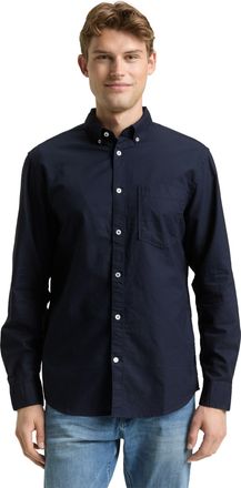 Tom Tailor Langarmhemd TOM TAILOR Oxford, Herren, Gr. L, N-Gr, blau (navy), Web, Obermaterial: 100% Baumwolle, regular fit taillenbedeckt, ohne Ausschnitt, Hemde