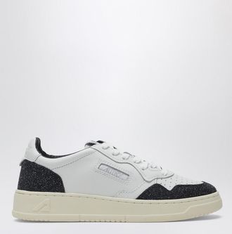 Autry Medalist Low sneakers in white and black leather with glitter