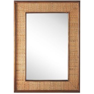 Beliani Beliani - Espejo De Pared Madera Clara Rectangular 54 X 74 Cm Madera Maciza Marco De Abeto Hecho A Mano Tejido Boho Moderno Iguala