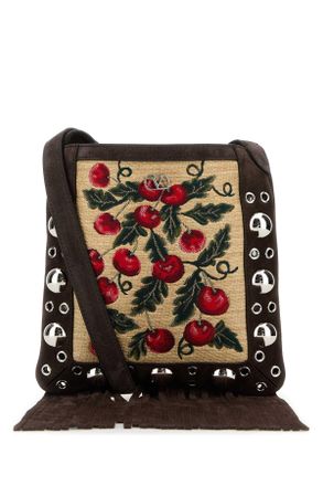Valentino Garavani Embroidered Raffia And Suede Small Nellcã´Te Crossbody Bag