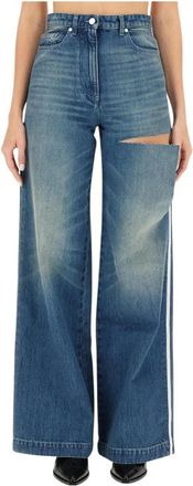 Peter Do Wide-Leg Denim Jeans met Cutout Detail - Dames - Loose Fit Jeans - Blauw - W24 - Denim - Jeans