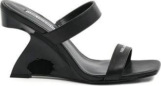 Karl Lagerfeld 90mm logo-print sandals - women - Polyurethane/Thermoplastic Polyurethane (TPU)/Calf Leather - 36 - Black