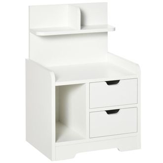 HOMCOM Mesita de noche 40x30x60 cm blanco