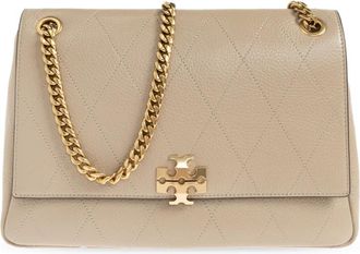 Tory Burch Charlie Schoudertas - Dames - Schoudertassen - Beige - ONE Size - Leer - Tassen