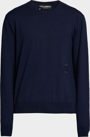 Dolce & Gabbana Men & apos;s Wool Logo Crest Crewneck Sweater