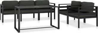 vidaXL Set Muebles De Jard&iacute;n 6 Pzas Y Cojines Aluminio Gris Antracita Vidaxl