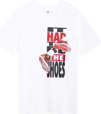 Nike Jordan Mens Air Jordan The Shoes Printing Sports Round Neck Short Sleeve White T-Shirt DH8954-100