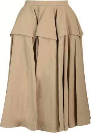 Bottega Veneta Compacte Katoenen Rok - Dames - Midirokken - Beige - 2XS - Katoen - Rokken