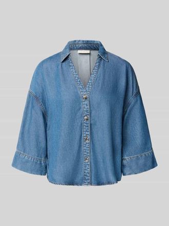 Freequent Boxy Fit Bluse aus Lyocell Modell Milo in Blau, Gr&ouml;&szlig;e XXL