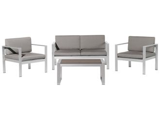 Beliani Conjunto de jard&iacute;n con mesa 4 plazas metal gris oscuro