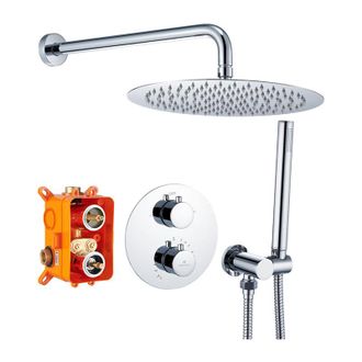 HOMELODY Columna De Ducha Termost&aacute;tica Empotrada, Sistema De Ducha Empotrable Con Gran Ducha De Cabeza, Kit De Ducha Empotrada Con Mezclador Termost&aacute;tico En La