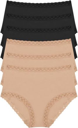 Natori Bliss 6-Pack Stretch Cotton Full Briefs in Black/cafe at Nordstrom, Size Xx-Large