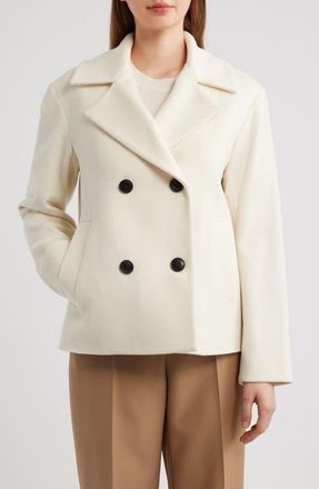 Fleurette Jane Wool Peacoat in Parchment at Nordstrom, Size 14W