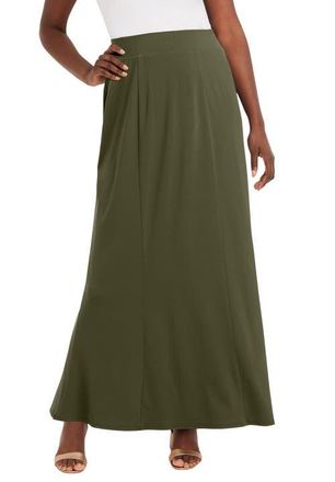 Jessica London Stretch Knit Maxi Skirt in Dark Olive Green at Nordstrom, Size 12