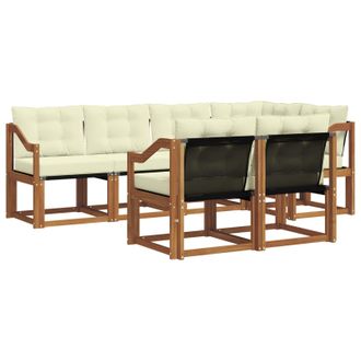 vidaXL Conjunto De Sof&aacute;s De Exterior Con Coj&iacute;n 7 Pcs Natural Y Crema Vidaxl