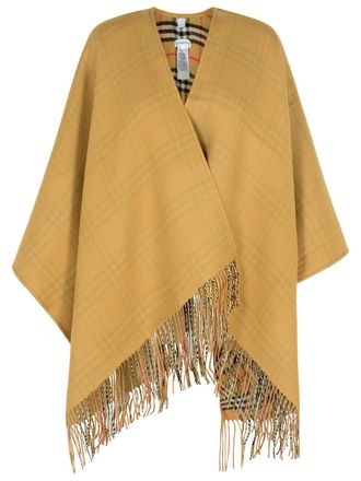 Burberry Reversible Check Beige Wool Cape