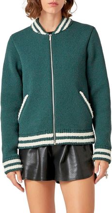 English Factory Knit Bomber Jacket in Green at Nordstrom, Size X-Small