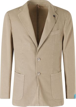 Santaniello Beige Ice Cotton Gabardine Single-Breasted Jacket