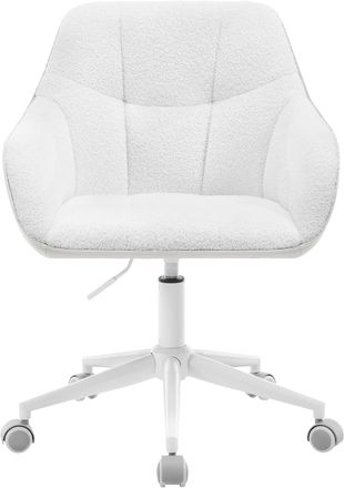 Woltu Woltu - Silla De Oficina Escritorio Con Ruedas Giratoria 360&deg; En Boucl&eacute; + Pu Con Reposabrazos Y Ruedas Altura Regulable, Crema+gris