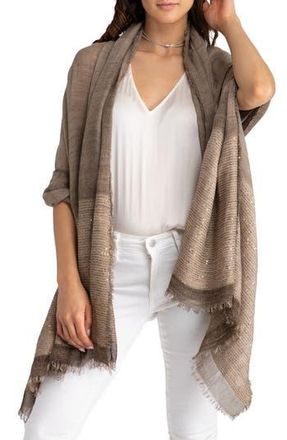 Saachi Raven Sequin Embellished Wrap Scarf in Taupe at Nordstrom Rack