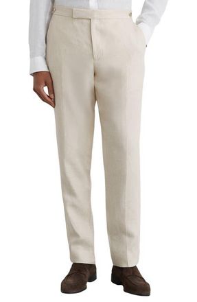 Reiss Atlantic Tailored Fit Linen Pants in Stone at Nordstrom, Size 28