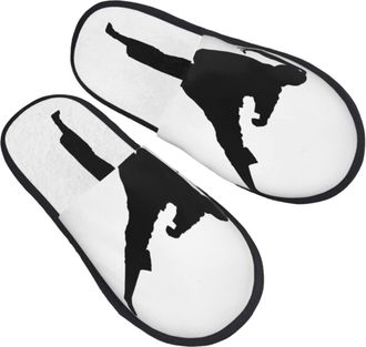 Generic Women Men Slippers Taekwondo Karate Woman Fighter House Slippers Plush Fleece Lined Bedroom Slipper Washable Indoor Shoes For Travel Outdoor Party L