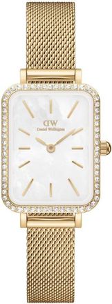Daniel Wellington Quadro Mesh Strap Watch, 20mm x 26mm in Gold/White at Nordstrom