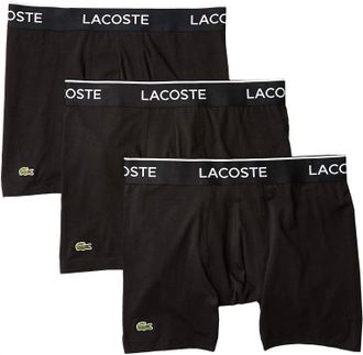 Lacoste Mens Classic Cotton Stretch Boxer Briefs - 3-Pack In Black