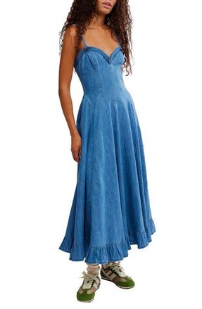 Free People Another Season Denim Midi Dress in Boardwalk Blue at Nordstrom, Size X-Large