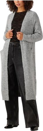 Object Objmilu LS LO Lange Gebreide Cardigan - Dames - Lange truien - Grijs - L - Polyester - Truien & Vesten