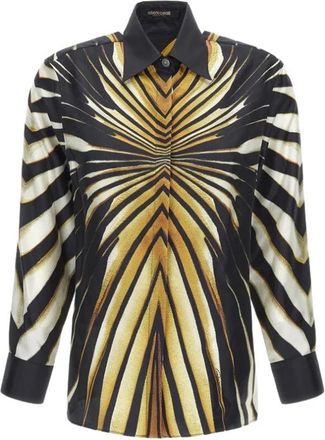 Roberto Cavalli Zijden Ray Of Gold Print Shirt - Dames - Overhemden - Veelkleurig - S - Overhemden