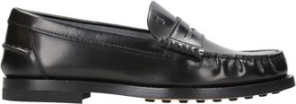 Tod's Zwarte Leren Loafers met Ingeprint Monogram - Dames - Loafers - Zwart - 37 EU - Leer - Schoenen