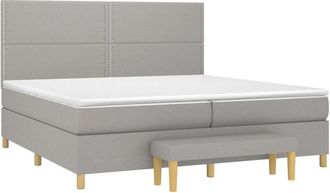 vidaXL Vidaxl - Cama Box Spring Con Colch&oacute;n Tela Gris Claro 200x200 Cm