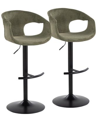 LumiSource LumiSource Set of 2 Curva Contemporary Adjustable Bar Stools with Footrest