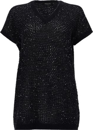 Fabiana Filippi V-Neck Cotton-Blend Sequin Top